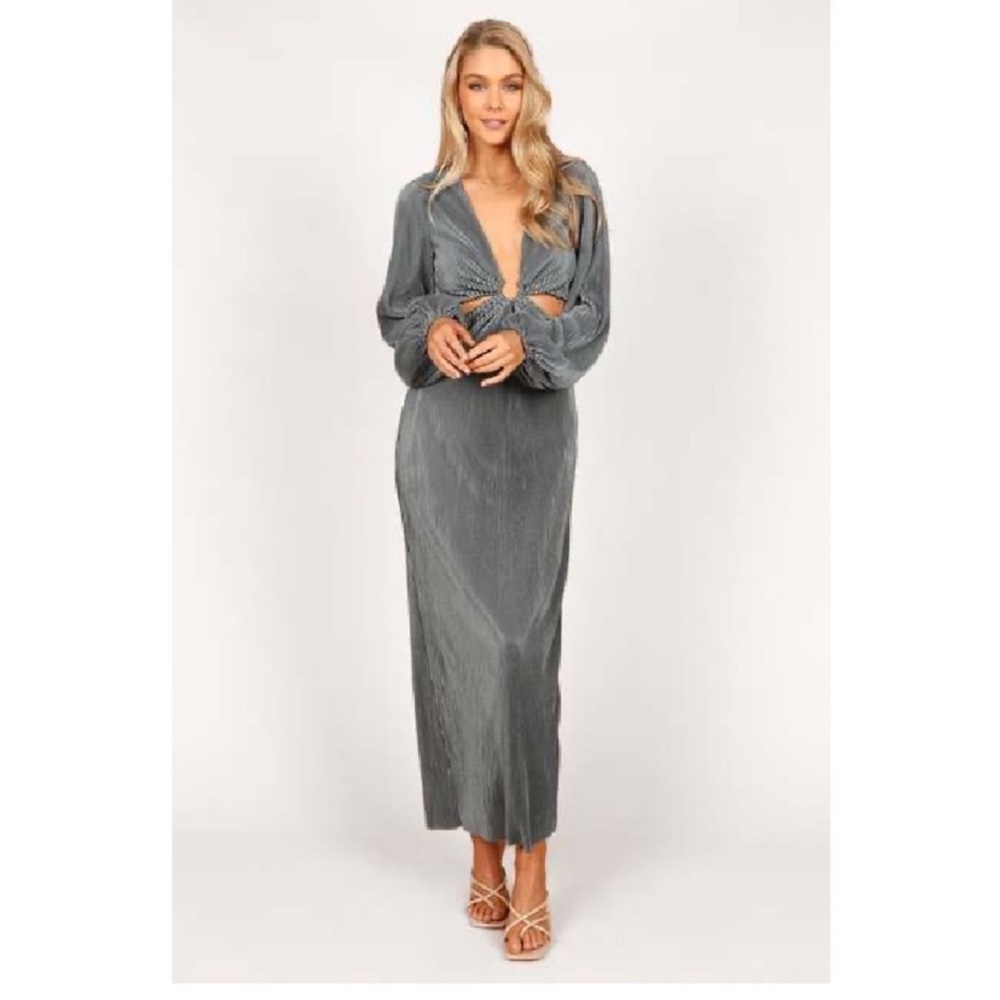 Petal & Pup dio pleated long sleeve midi dress - Jade